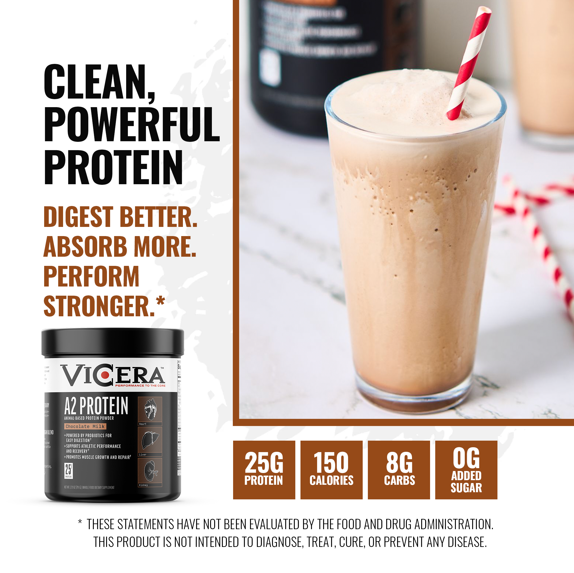 A2 PROTEIN | CHOCOLATE MILK | FIRST-AND-ONLY SUPERFOOD BLEND - VICERA
