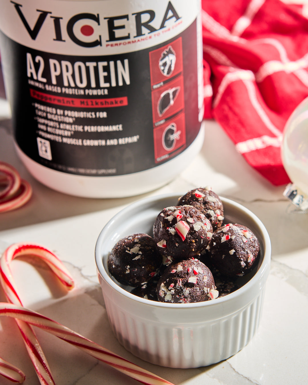 Peppermint Brownie Protein Bites