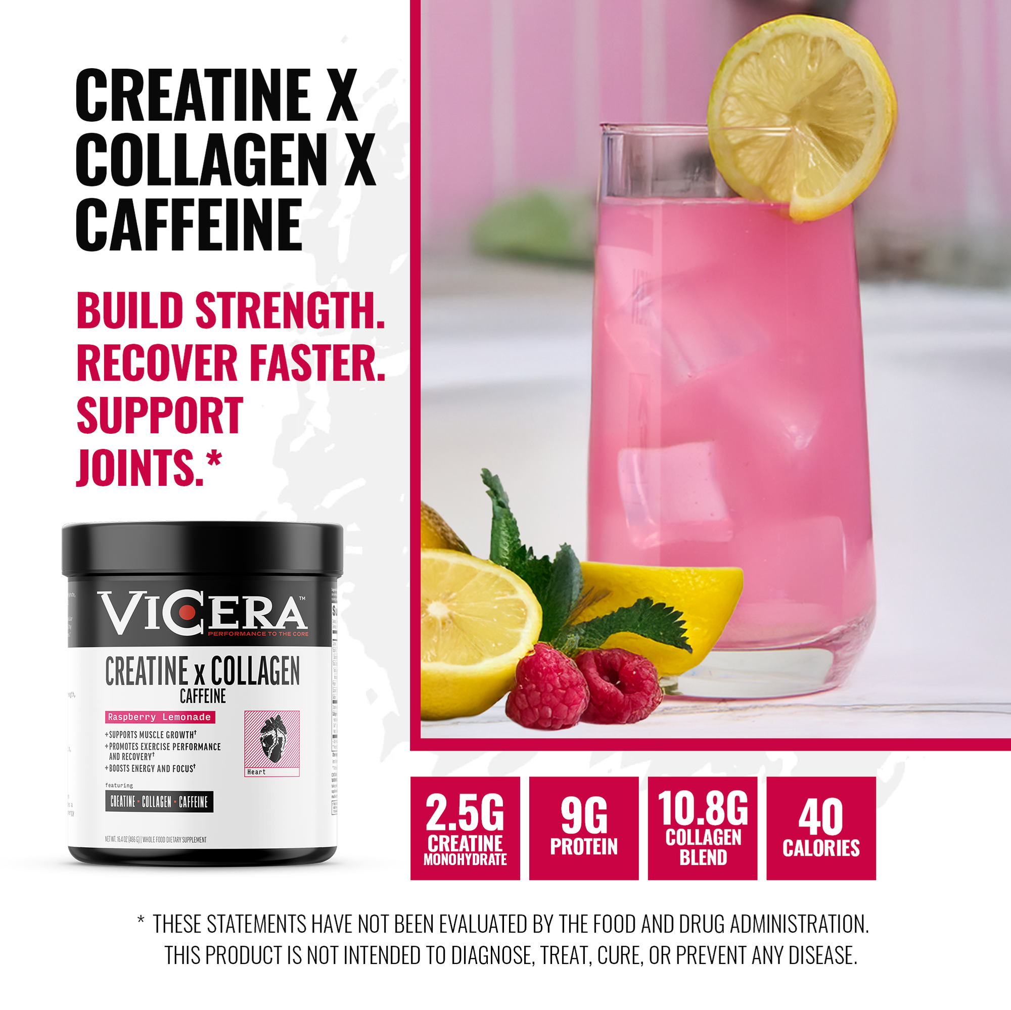CREATINE X COLLAGEN X CAFFEINE | RASPBERRY LEMONDADE - VICERA CREATINE X COLLAGEN X CAFFEINE | RASPBERRY LEMONDADE - VICERA